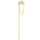 Tassel Rhinestone Ear Clip Pearl Earrings for Women