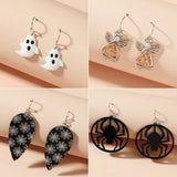 Exaggeration Spider Skull Drop Earrings Funny Hhost Bat Halloween Gift