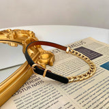 Punk Leather Chain Collar Necklace for Women
