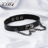 Punk Love Double Chain Pendant Choker Necklace Unisex Street Jewelry