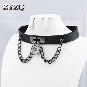 Punk Love Double Chain Pendant Choker Necklace Unisex Street Jewelry