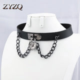Punk Love Double Chain Pendant Choker Necklace Unisex Street Jewelry
