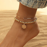 Summer Round Bead Chain Anklets Set for Women
