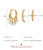 Double Love Hoops Tassel Chain Heart CZ Crystal Ear Cuff Earrings Set