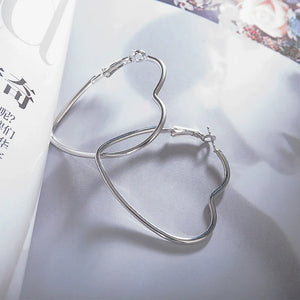 Heart Shaped Hoop Earrings Romantic Boho Artcraft Gift Women Heart Earrings