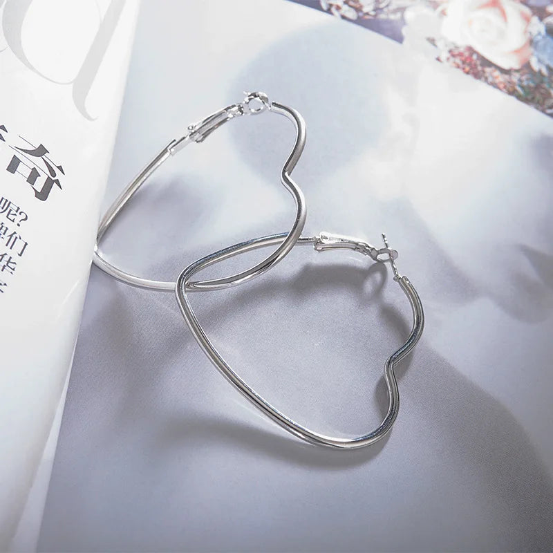 Heart Shaped Hoop Earrings Romantic Boho Artcraft Gift Women Heart Earrings