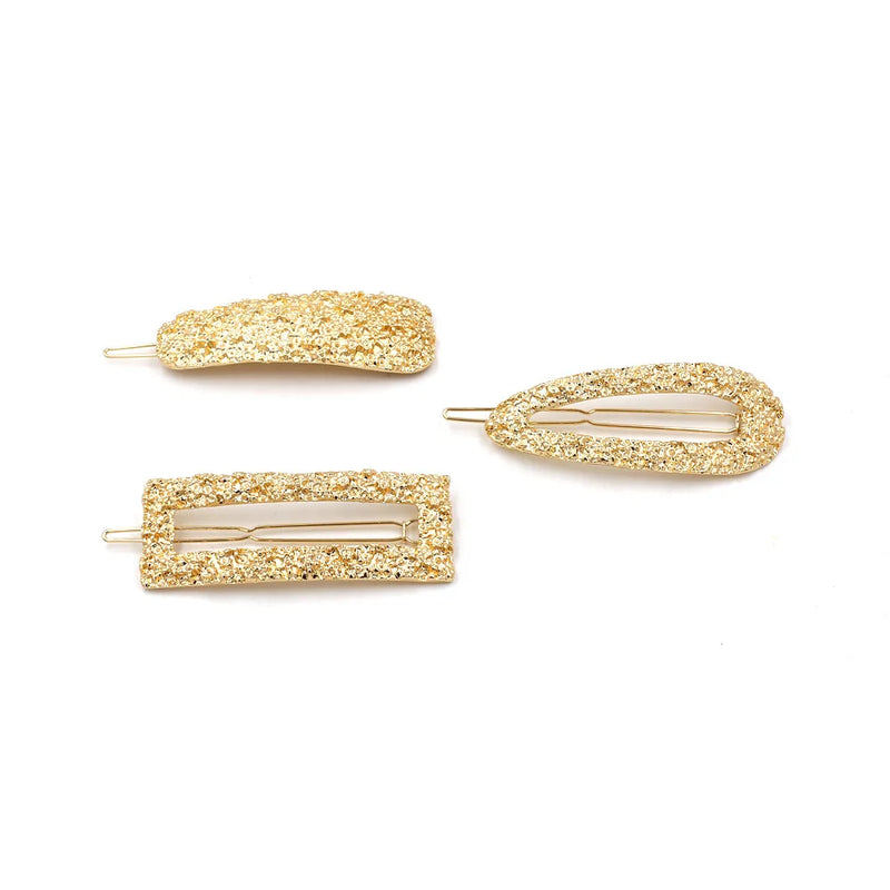 Metal Varved Hair Clip Long Clip Three-Piece Headwear