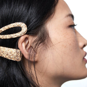 Metal Varved Hair Clip Long Clip Three-Piece Headwear