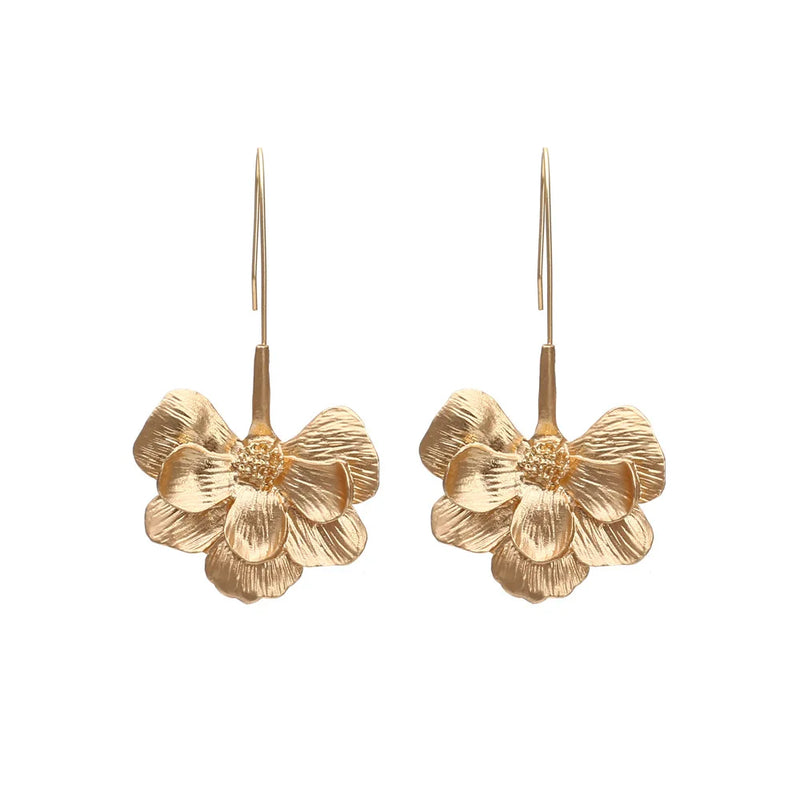 Golden Flower Earrings for Women - Party Wear