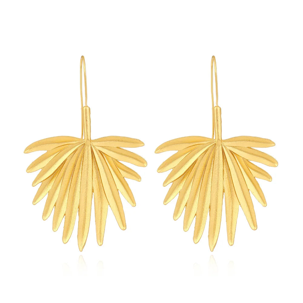 Vintage Palm Leaf Hoop Earrings for Women