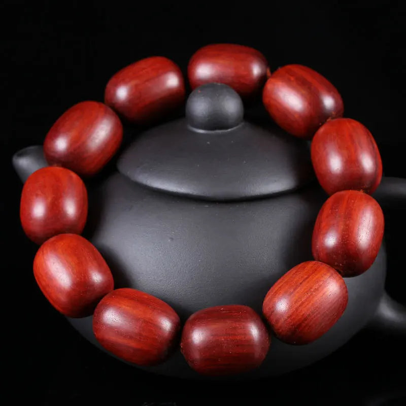 Zambian Blood Sandalwood Bamboo Beads Jujube Wenwan Barrel Bracelet