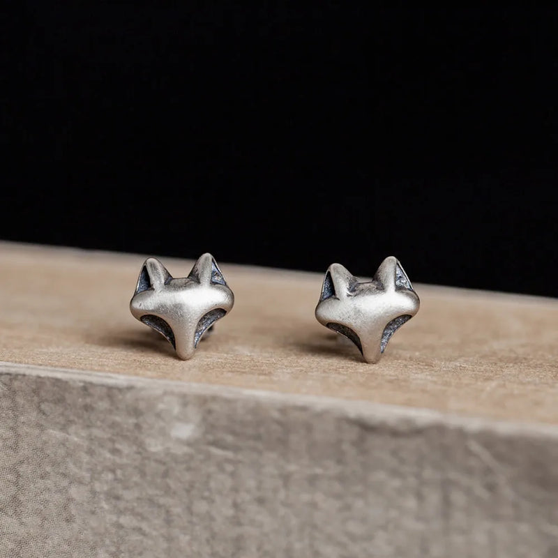 925 Sterling Silver Fox Stud Earrings for Women Girls Kids