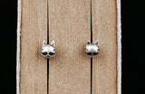 925 Sterling Silver Bearded Cat Studs Earrings Women Girls Ear Animal Jewelry