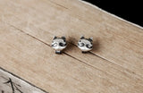 925 Sterling Silver Bearded Cat Studs Earrings Women Girls Ear Animal Jewelry
