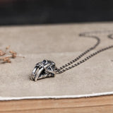 Gothic Punk Skull Head 925 Silver Necklace Rock Jewelry