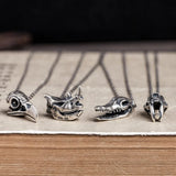 Gothic Punk Skull Head 925 Silver Necklace Rock Jewelry