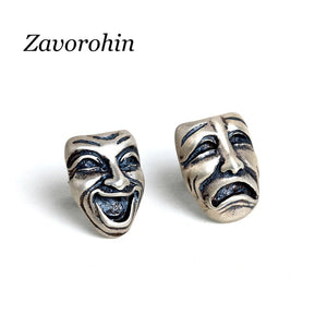 Punk Style Sterling Silver Crying Smiley Mask Stud Earrings