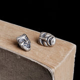 Punk Style Sterling Silver Crying Smiley Mask Stud Earrings