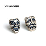 Punk Style Sterling Silver Crying Smiley Mask Stud Earrings