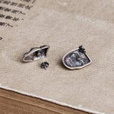 Punk Style Sterling Silver Crying Smiley Mask Stud Earrings