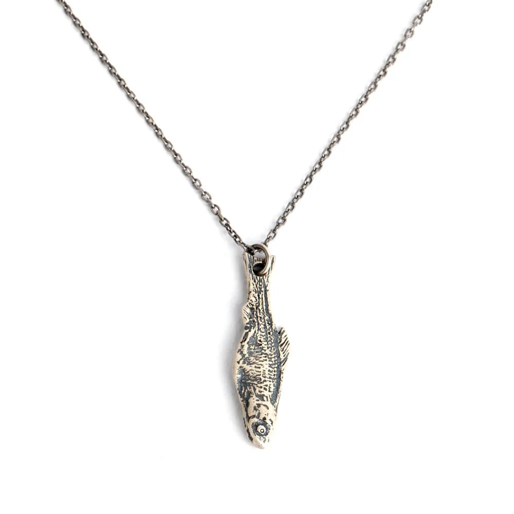 925 Silver Fish Pendant Vintage Necklace Ocean Jewelry Gift