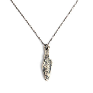 925 Silver Fish Pendant Vintage Necklace Ocean Jewelry Gift