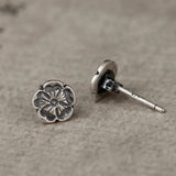 925 Sterling Silver Rose Flower Stud Earrings Vintage Jewelry Gift