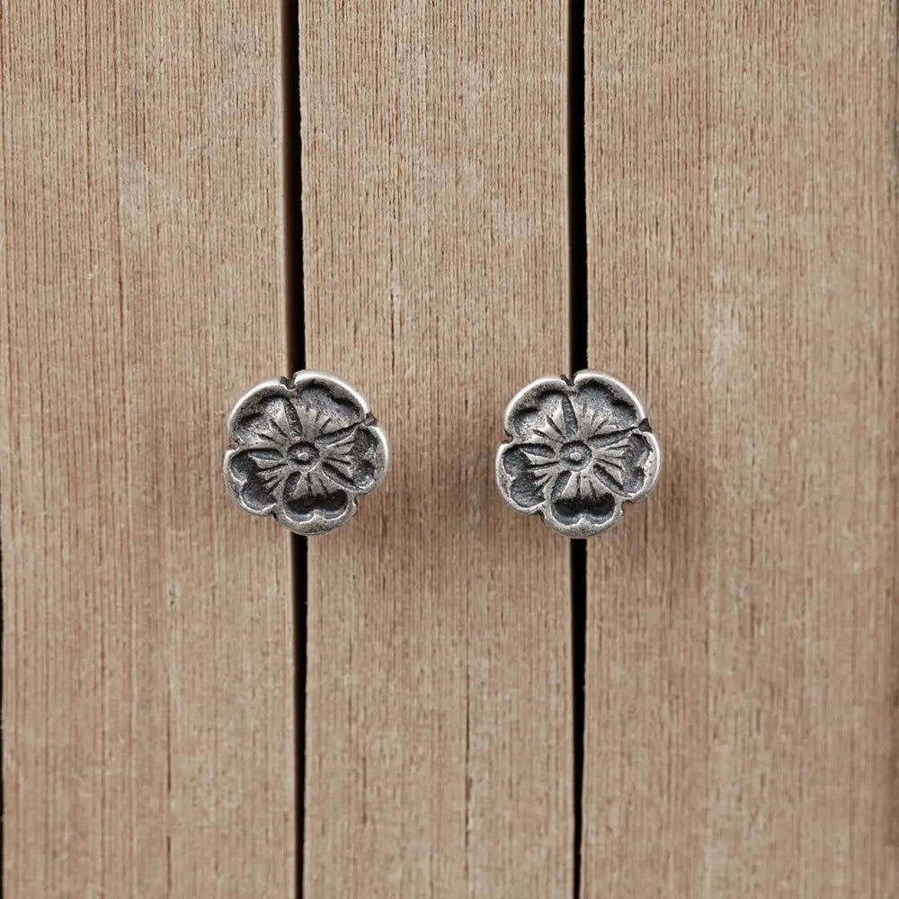925 Sterling Silver Rose Flower Stud Earrings Vintage Jewelry Gift