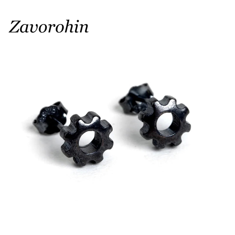 Steampunk Gearwheel Stud Earrings
