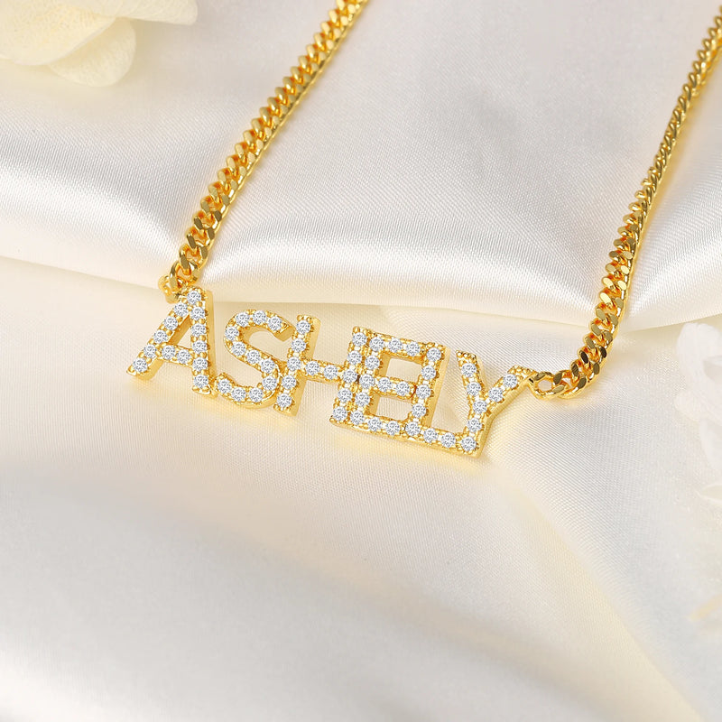 Crystal Pendant Name Necklace Zircon Chocker for Women
