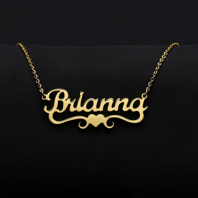 Heart Name Necklace Personalized Stainless Steel Nameplate Jewelry