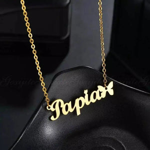 Butterfly Pendant Stainless Steel Name Necklace Choker