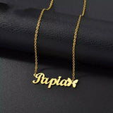 Butterfly Pendant Stainless Steel Name Necklace Choker
