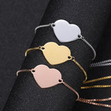Personalized Stainless Steel Engrave Name Bracelet with Heart Charm