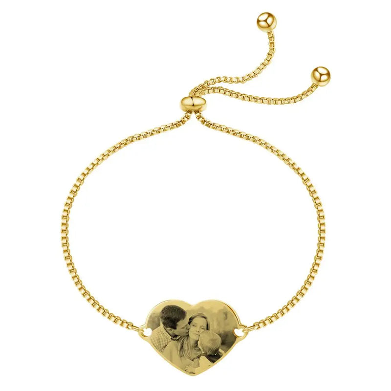 Personalized Stainless Steel Engrave Name Bracelet with Heart Charm