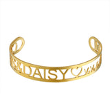 Zciti Hollow Name Bangles Personalized Stainless Steel Men and Women