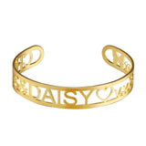 Zciti Hollow Name Bangles Personalized Stainless Steel Men and Women