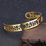 Zciti Hollow Name Bangles Personalized Stainless Steel Men and Women