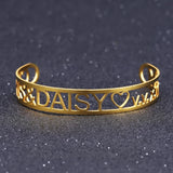 Zciti Hollow Name Bangles Personalized Stainless Steel Men and Women