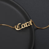 Old English Nameplate Necklace Box chain Choker Stainless Steel