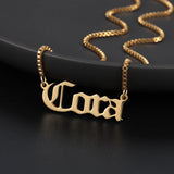 Old English Nameplate Necklace Box chain Choker Stainless Steel