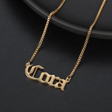 Old English Nameplate Necklace Box chain Choker Stainless Steel