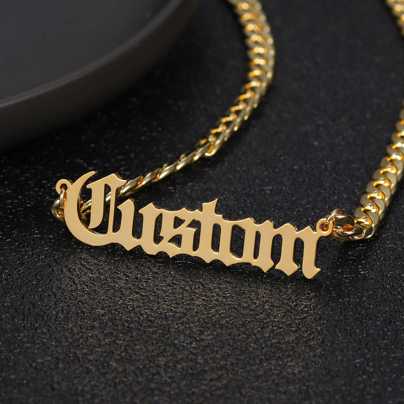 Personalized Nameplate Necklace 3MM Cuban Chain Stainless Steel Custom Jewelry