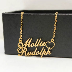 Custom Heart Necklace with 2 Names - Personalized Letter Choker