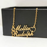 Custom Heart Necklace with 2 Names - Personalized Letter Choker