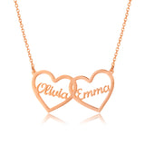 Personalized Double Heart Name Necklace Stainless Steel Nameplate Necklaces