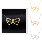 Personalized Double Heart Name Necklace Stainless Steel Nameplate Necklaces