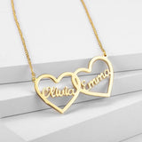 Personalized Double Heart Name Necklace Stainless Steel Nameplate Necklaces