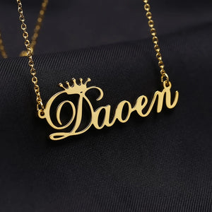 Custom Name Crown Necklace for Women