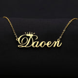 Custom Name Crown Necklace for Women